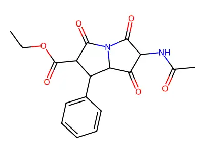 Ethyl 6-acetamido-3,5,7-trioxo-1-phenyl-2,8-dihydro-1H-pyrrolizine-2-carboxylate structure