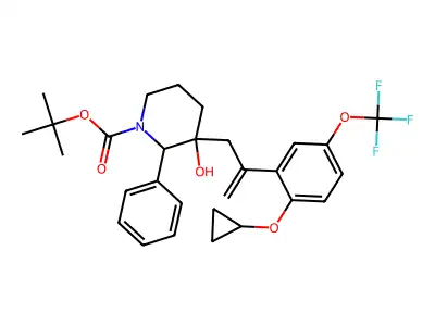 tert-butyl 3-[2-[2-cyclopropyloxy-5-(trifluoromethoxy)phenyl]prop-2-enyl]-3-hydroxy-2-phenylpiperidine-1-carboxylate structure