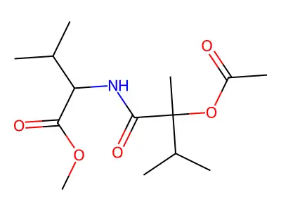 Methyl 2-[(2-acetyloxy-2,3-dimethyl-butanoyl)amino]-3-methyl-butanoate structure