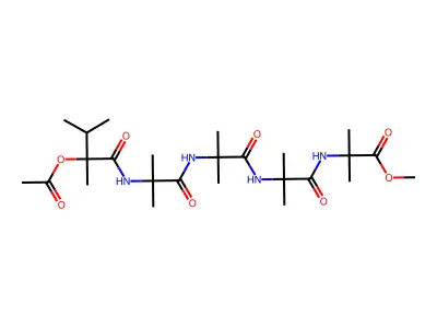 methyl 2-[[2-[[2-[[2-[(2-acetyloxy-2,3-dimethylbutanoyl)amino]-2-methylpropanoyl]amino]-2-methylpropanoyl]amino]-2-methylpropanoyl]amino]-2-methylpropanoate structure