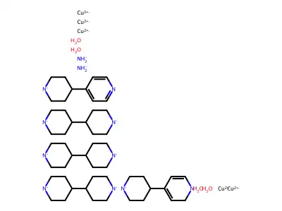 tricopper(III) dicopper(VIII) mono(4-(piperidin-1-id-4-yl)-2H-pyridin-1-ide) mono(4-(pyridin-4-yl)piperidin-1-ide) tris([4,4'-bipiperidine]-1,1'-diide) diamide tetrahydroxide structure