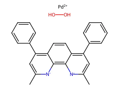 IUPAC: 2,9-dimethyl-4,7-diphenyl-1,10-phenanthroline; Hydrogen Peroxide; Palladium(+2) Cation structure