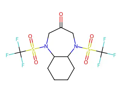 1,5-bis(trifluoromethylsulfonyl)-2,4,5a,6,7,8,9,9a-octahydrobenzo[b][1,4]diazepin-3-one structure