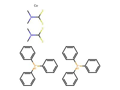 Cobalt;bis(dimethylaminomethanedithiolate);bis(triphenylphosphanium) structure
