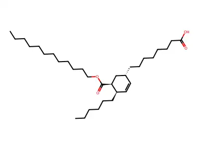 2-Cyclohexene-1-octanoic acid, 5(or 6)-carboxy-4-hexyl-, monododecyl ester structure