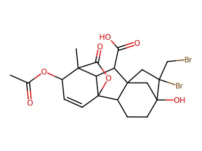 2-(Acetyloxy)-8-bromo-8-(bromomethyl)-7-hydroxy-1-methyl-13-oxo-1,2,4b,5,6,7,8,9,10,10a-decahydro-4a,1-(epoxymethano)-7,9a-methanobenzo[a]azulene-10-carboxylic acid structure