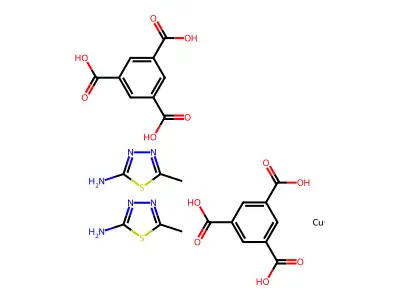 IUPAC: Benzene-1,3,5-tricarboxylic Acid; Copper; 5-methyl-1,3,4-thiadiazol-2-amine structure