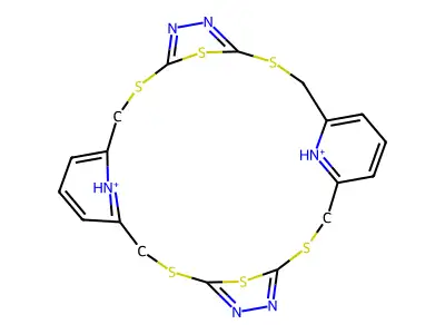 3,5,9,11-Tetrathia-1,7(2,6)-dipyridina-4,10(2,5)-di([1,3,4]thiadiazola)cyclododecaphane-1~1~,7~1~-diium structure