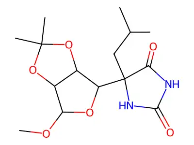 5-(6-Methoxy-2,2-dimethyltetrahydro-2H-furo[3,4-d][1,3]dioxol-4-yl)-5-(2-methylpropyl)imidazolidine-2,4-dione structure