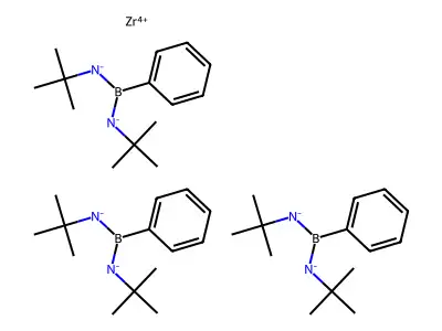 Tris(tert-butyl-[tert-butylazanidyl(phenyl)boranyl]azanide);zirconium(4+) structure