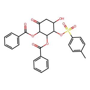 [2-Benzoyloxy-5-hydroxy-6-(4-methylphenyl)sulfonyloxy-3-oxocyclohexyl] benzoate structure