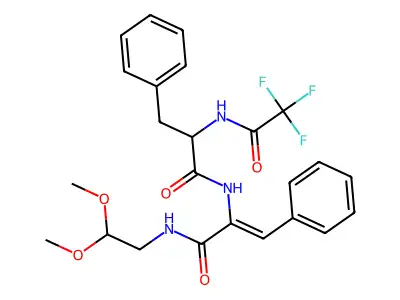 N-[3-(2,2-dimethoxyethylamino)-3-oxo-1-phenylprop-1-en-2-yl]-3-phenyl-2-[(2,2,2-trifluoroacetyl)amino]propanamide structure