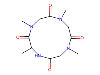 1,3,7,10-Tetramethyl-1,4,7,10-tetrazacyclododecane-2,5,8,11-tetrone structure