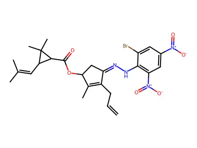 [4-[(2-bromo-4,6-dinitrophenyl)hydrazinylidene]-2-methyl-3-prop-2-enylcyclopent-2-en-1-yl] 2,2-dimethyl-3-(2-methylprop-1-enyl)cyclopropane-1-carboxylate structure