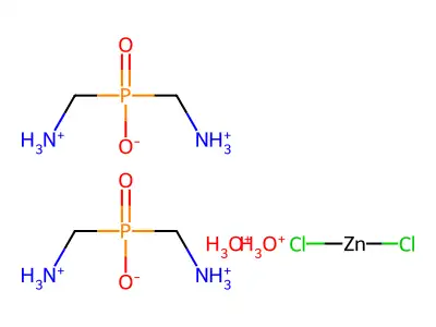 Dioxidanium;bis(azaniumylmethyl)phosphinate;dichlorozinc structure