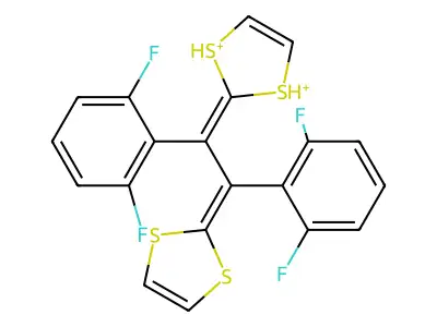 2-[1,2-bis(2,6-difluorophenyl)-2-(1,3-dithiole-1,3-diium-2-ylidene)ethylidene]-1,3-dithiole structure