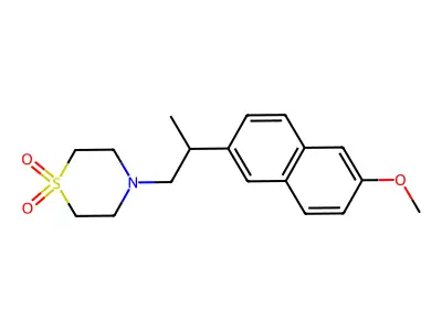 Thiomorpholine, 4-(2-(6-methoxy-2-naphthalenyl)propyl)-, 1,1-dioxide structure