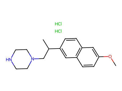Piperazine, 1-(2-(6-methoxy-2-naphthalenyl)propyl)-, dihydrochloride structure