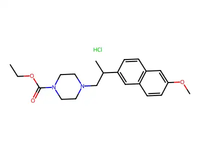 Ethyl 4-(2-(6-methoxy-2-naphthalenyl)propyl)-1-piperazinecarboxylate hydrochloride structure