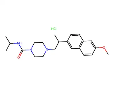 N-Isopropyl-4-(2-(6-methoxy-2-naphthalenyl)propyl)-1-piperazinecarboxamide HCl structure