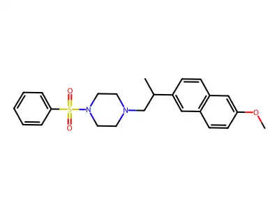Piperazine, 1-(2-(6-methoxy-2-naphthalenyl)propyl)-4-(phenylsulfonyl)- structure