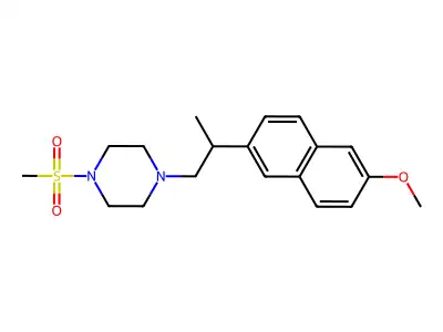 Piperazine, 1-(2-(6-methoxy-2-naphthalenyl)propyl)-4-(methylsulfonyl)- structure