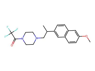 Piperazine, 1-(2-(6-methoxy-2-naphthalenyl)propyl)-4-(trifluoroacetyl)- structure
