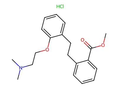 Methyl 2-(2-(2-(2-(dimethylamino)ethoxy)phenyl)ethyl)benzoate hydrochloride structure