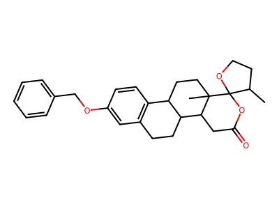 3',12a-dimethyl-8-phenylmethoxyspiro[4,4a,4b,5,6,10b,11,12-octahydronaphtho[2,1-f]isochromene-1,2'-oxolane]-3-one structure