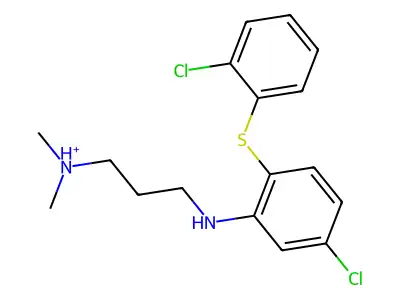 3-{5-Chloro-2-[(2-chlorophenyl)sulfanyl]anilino}-N,N-dimethylpropan-1-aminium structure