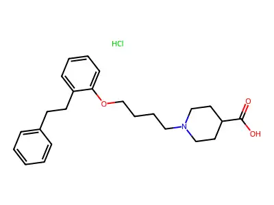 1-(4-(2-(2-Phenylethyl)phenoxy)butyl)-4-piperidinecarboxylic acid hydrochloride structure