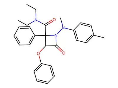 N,N-Diethyl-1-[methyl(4-methylphenyl)amino]-4-oxo-3-phenoxy-2-phenylazetidine-2-carboxamide structure