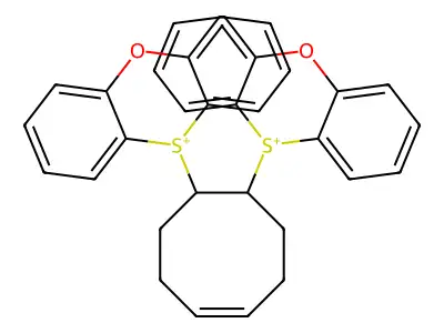 10-(8-Phenoxathiin-10-ium-10-ylcyclooct-4-en-1-yl)phenoxathiin-10-ium structure