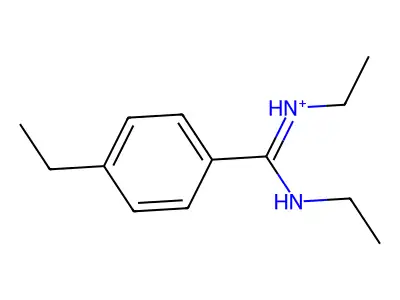 Ethyl-[ethylamino-(4-ethylphenyl)methylidene]azanium structure