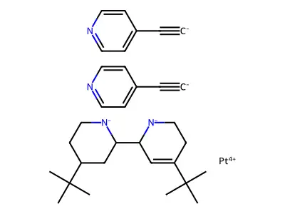 [4-tert-Butyl-6-(4-tert-butylpiperidin-1-id-2-yl-kappaN)-3,6-dihydro-2H-pyridin-1-ido-kappaN]bis[(pyridin-4-yl)ethynyl]platinum structure