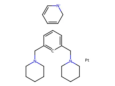 IUPAC: 1-[[3-(1-piperidylmethyl)-1-cyclohexa-1,3,5-trienyl]methyl]piperidine; Platinum; 6H-pyridine structure