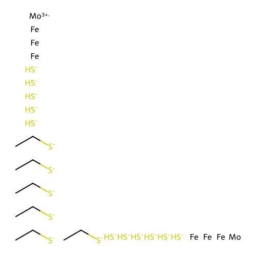 Ethanethiolate;iron;molybdenum;molybdenum(3+);sulfanide structure