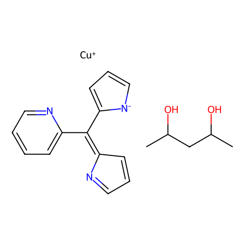 Copper(1+);pentane-2,4-diol;2-[pyrrol-1-id-2-yl(pyrrol-2-ylidene)methyl]pyridine structure