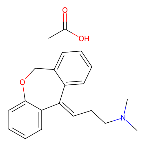1-Propanamine, 3-dibenz(b,e)oxepin-11(6H)-ylidene-N,N-dimethyl-, acetate structure