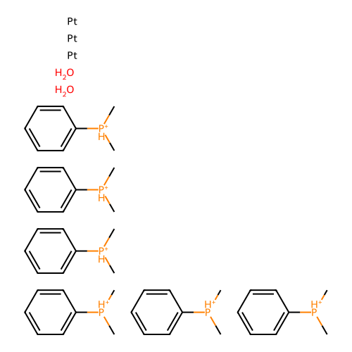 Hexakis(dimethyl(phenyl)phosphanium);platinum;dihydrate structure