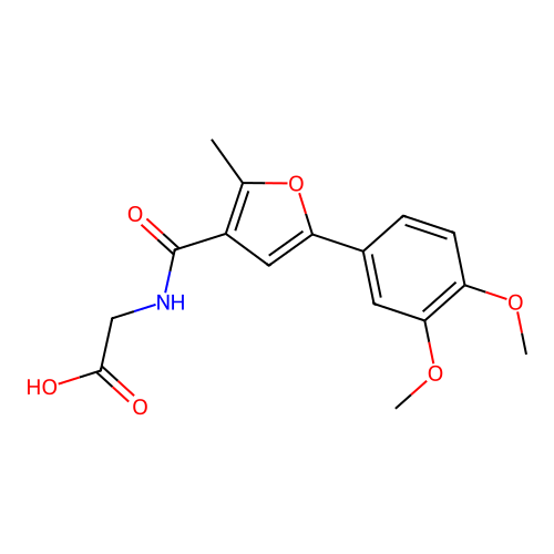 {[5-(3,4-Dimethoxyphenyl)-2-methyl-3-furoyl]amino}acetic acid structure