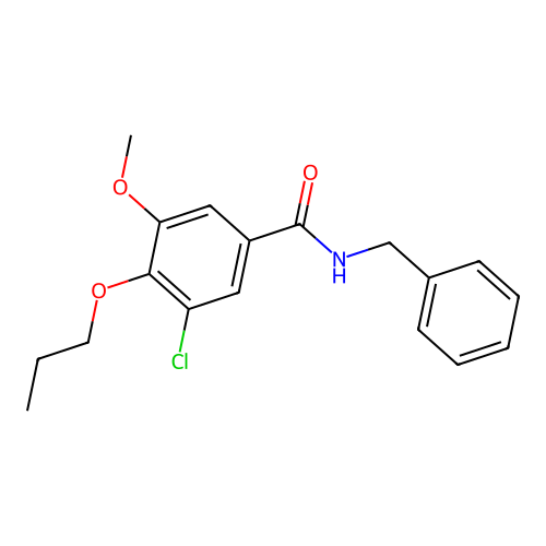 N-benzyl-3-chloro-5-methoxy-4-propoxybenzamide structure