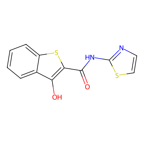3-hydroxy-N-(1,3-thiazol-2-yl)-1-benzothiophene-2-carboxamide structure