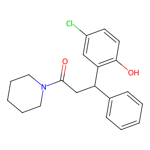 4-Chloro-2-[3-oxo-1-phenyl-3-(1-piperidinyl)propyl]phenol structure