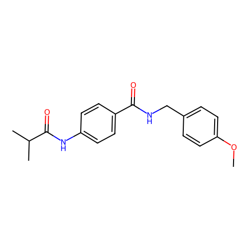 N-(4-methoxybenzyl)-4-[(2-methylpropanoyl)amino]benzamide structure