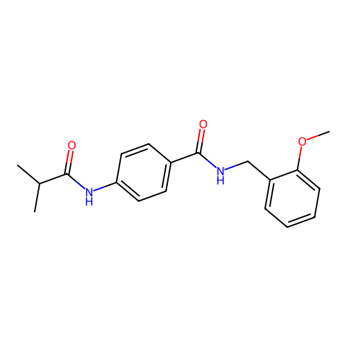 N-(2-methoxybenzyl)-4-[(2-methylpropanoyl)amino]benzamide structure
