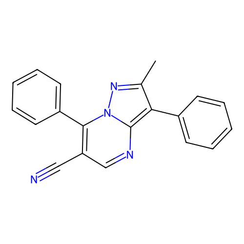 2-Methyl-3,7-diphenylpyrazolo[1,5-a]pyrimidine-6-carbonitrile structure