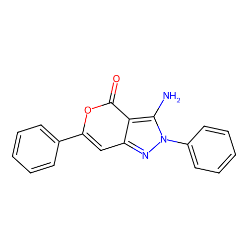 3-amino-2,6-diphenylpyrano[4,3-c]pyrazol-4(2H)-one structure