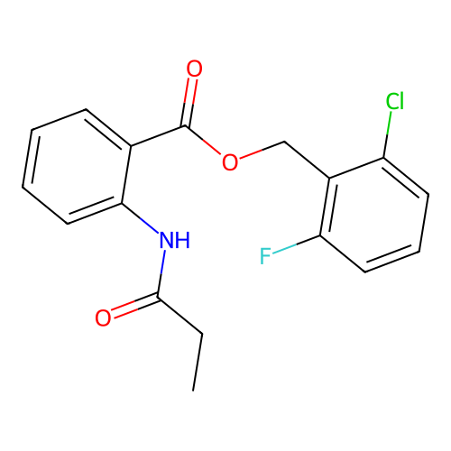 2-Chloro-6-fluorobenzyl 2-(propionylamino)benzoate structure