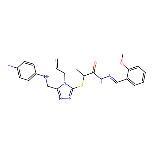 2-({4-allyl-5-[(4-iodoanilino)methyl]-4H-1,2,4-triazol-3-yl}sulfanyl)-N'-(2-methoxybenzylidene)propanohydrazide structure